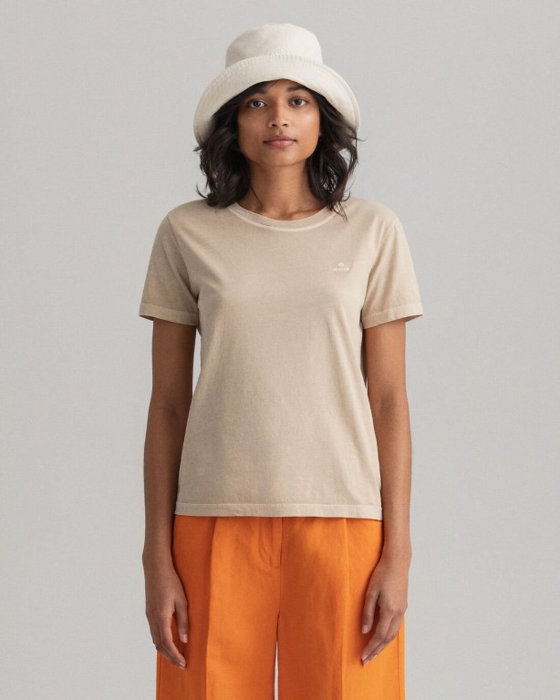 Gant Sunfaded Women's T-shirts Beige | dHMCkSFLDRg