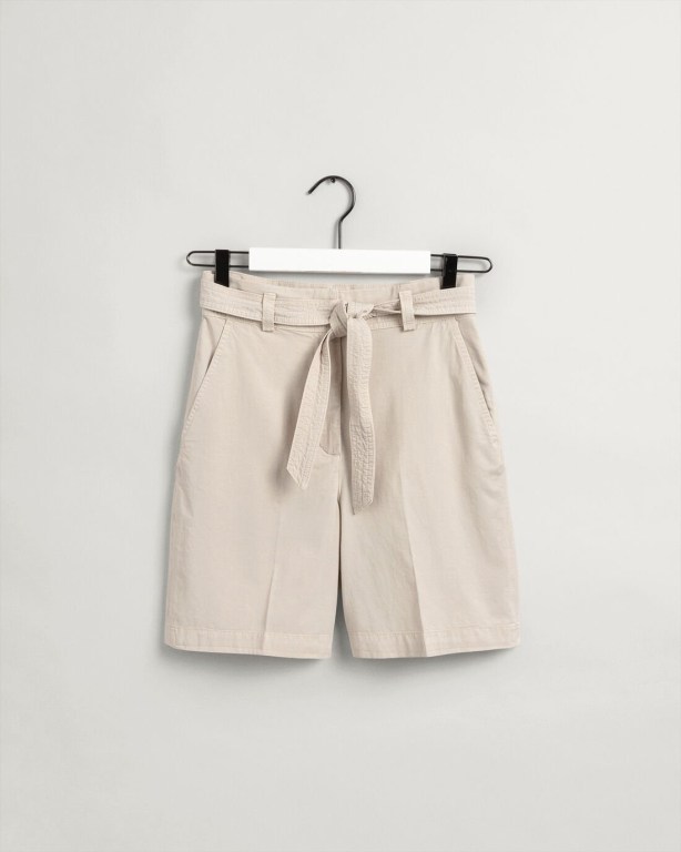 Gant Tie Belt Fluid Women's Shorts Beige | 7k5twk58Nxi