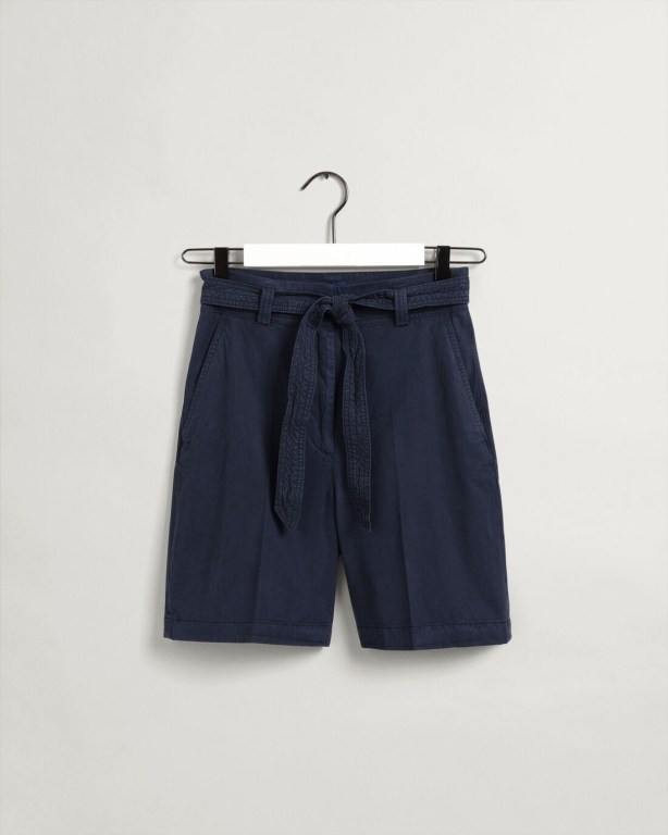 Gant Tie Belt Fluid Women's Shorts Blue | H83vspsiBND