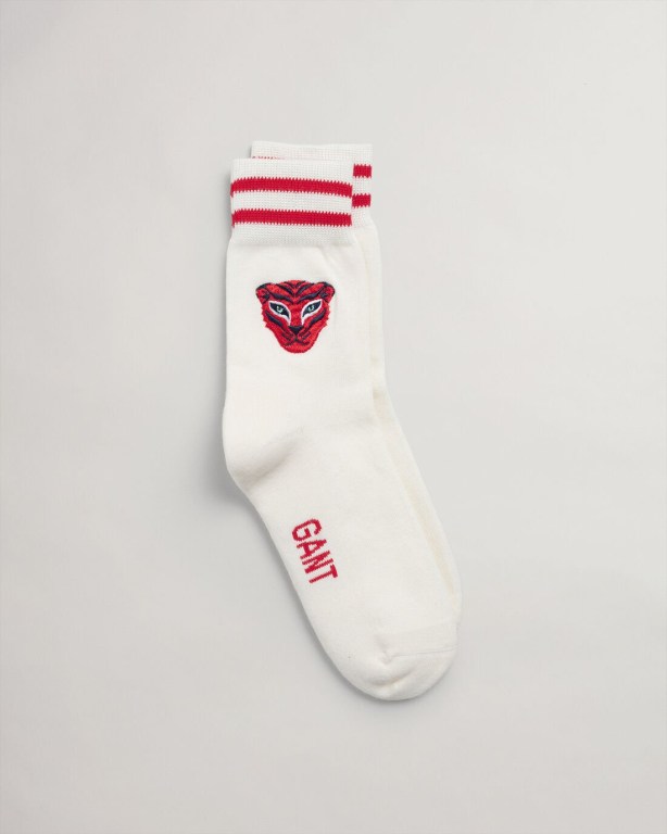 Gant Tiger Embroidery Sport Women's Socks White | XcYhoC94vFc