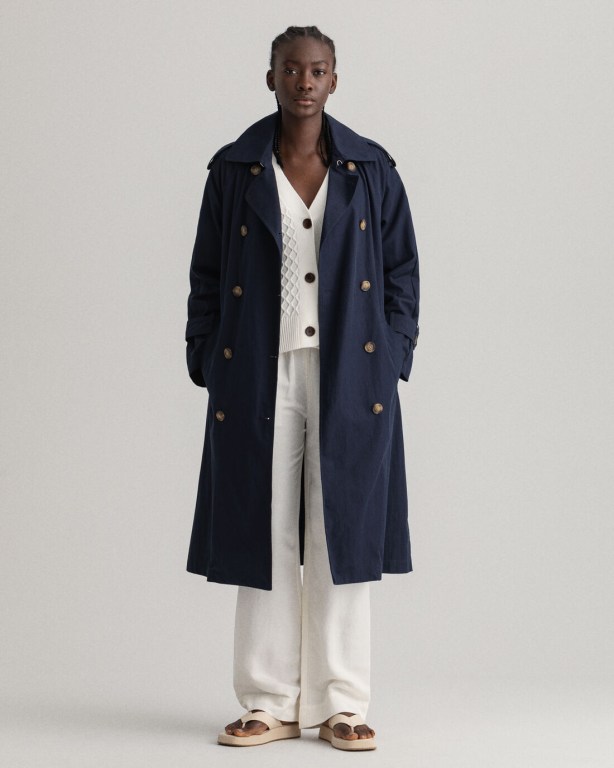 Gant Trench Women's Coats Blue | 90V05CY7f7s