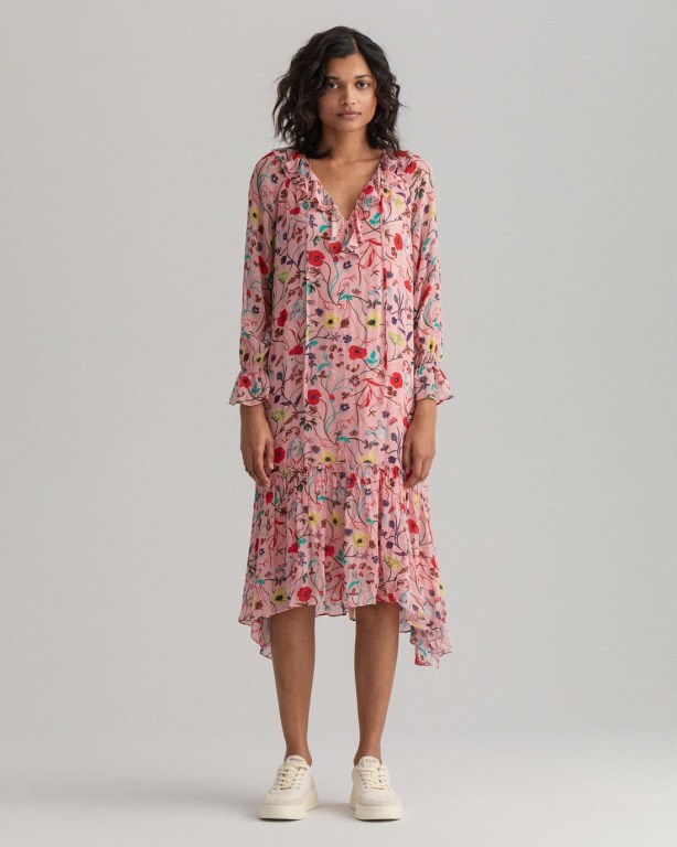 Gant Wild Floral Print Flounce Women's Dresses Pink | dd9lylFDh6j