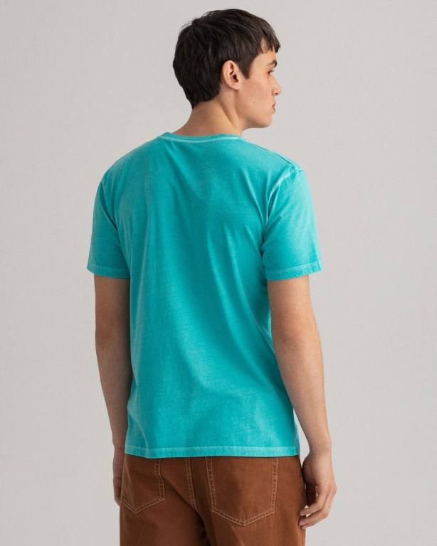 Gant 1949 Men's T-shirts Light Turquoise Green | ET72L7e2p1x