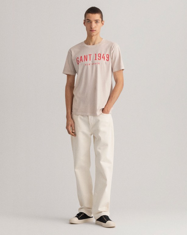 Gant 1949 Men's T-shirts White | JijuTWsPEdo