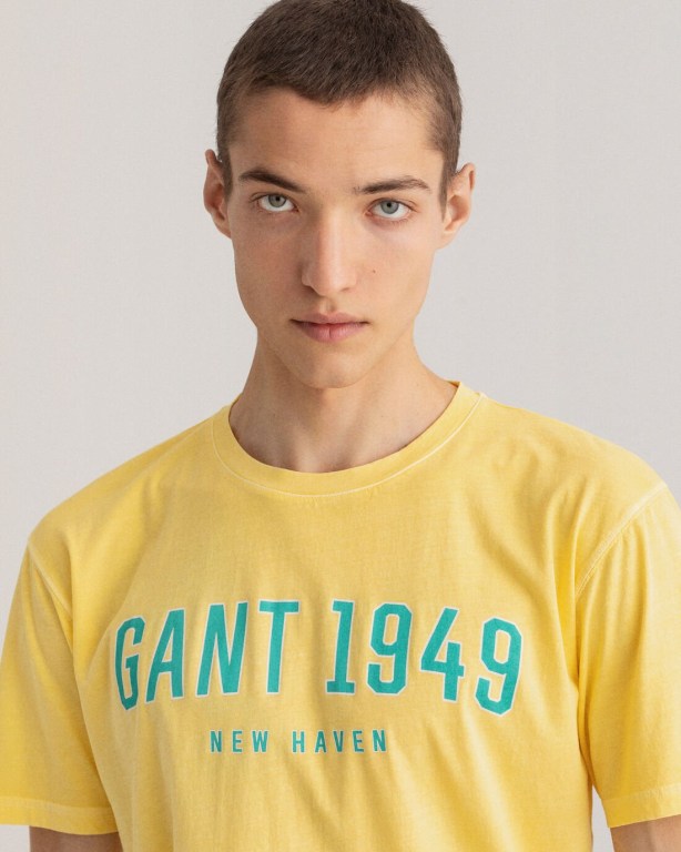 Gant 1949 Men's T-shirts Yellow | 2T2BzX2UjWm