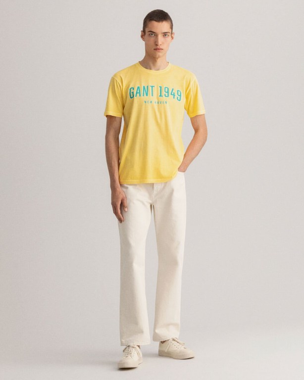 Gant 1949 Men's T-shirts Yellow | 2T2BzX2UjWm