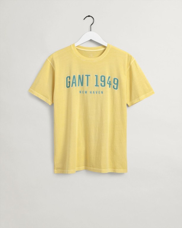 Gant 1949 Men's T-shirts Yellow | 2T2BzX2UjWm