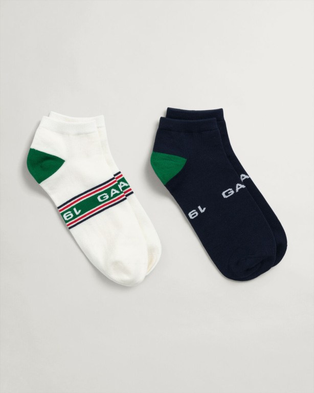 Gant 2-Pack Ankle Men\'s Socks White | 9B65fBOv7C6