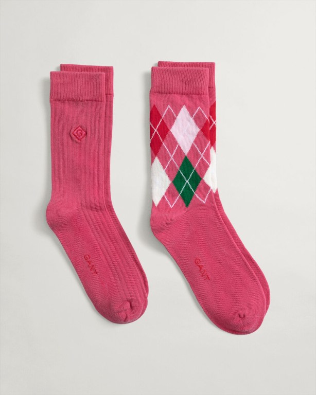 Gant 2-Pack Argyle Women\'s Socks Rose | DEVARtEEiGy