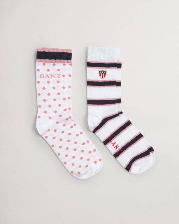 Gant 2-Pack Banner Shield with Gift Box Women's Socks White | XcBzjZwGLsf