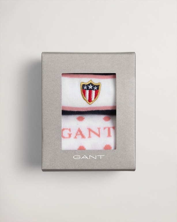 Gant 2-Pack Banner Shield with Gift Box Women\'s Socks White | XcBzjZwGLsf