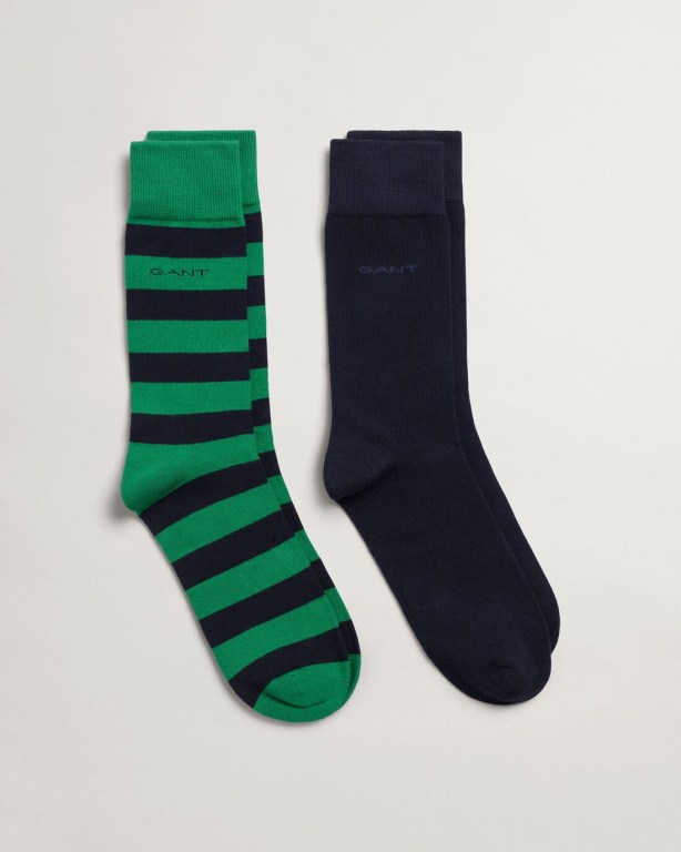 Gant 2-Pack Barstripe & Solid Men\'s Socks Green | ljbQOCaRqiY