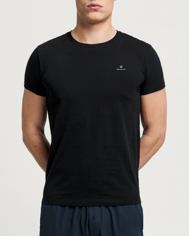 Gant 2-Pack Crew Neck T-Shirts Men's Underwear Black | D8epCd0oF6l