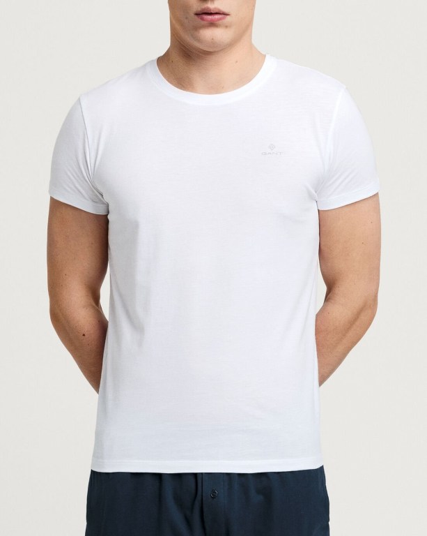 Gant 2-Pack Crew Neck s Men's T-shirts Black / White | BH41RkwdbM4