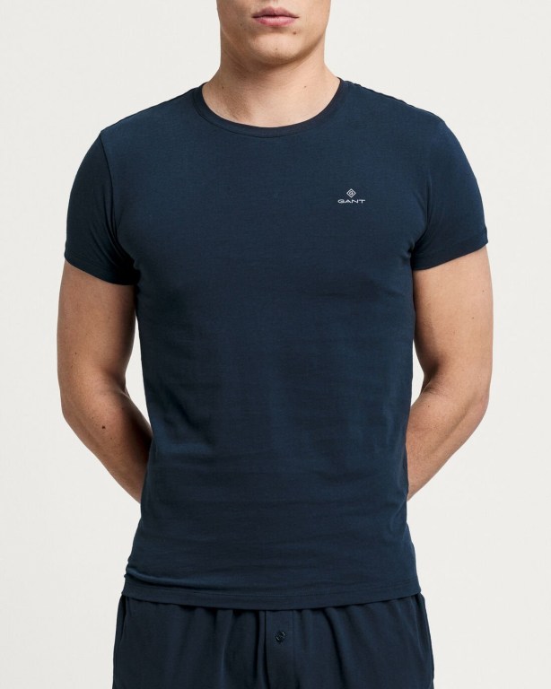 Gant 2-Pack Crew Neck s Men's T-shirts Navy / White | kMcBZ46xzoH