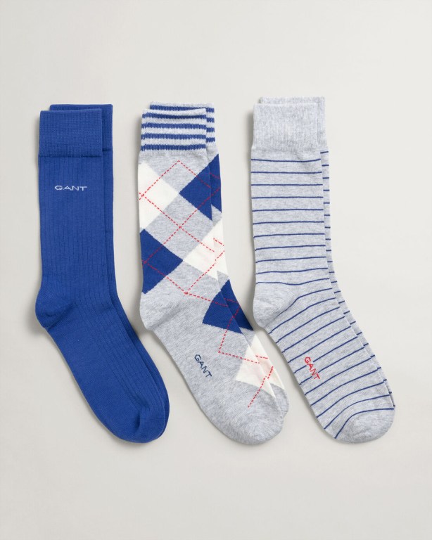 Gant 3-Pack Argyle with Gift Box Men\'s Socks Light Grey | OXJSKgmaPQG