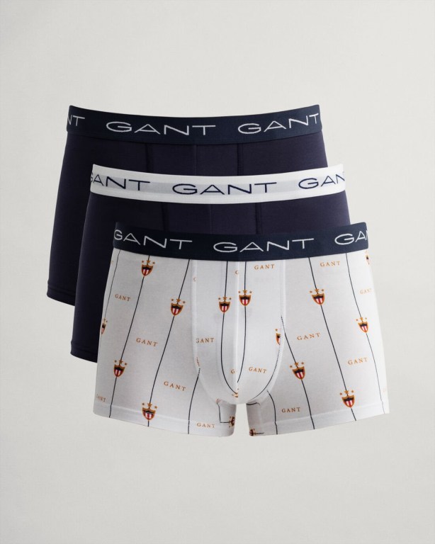 Gant 3-Pack Banner Shield Trunks with Gift Box Men\'s Underwear White | lWVPUMF5k7L