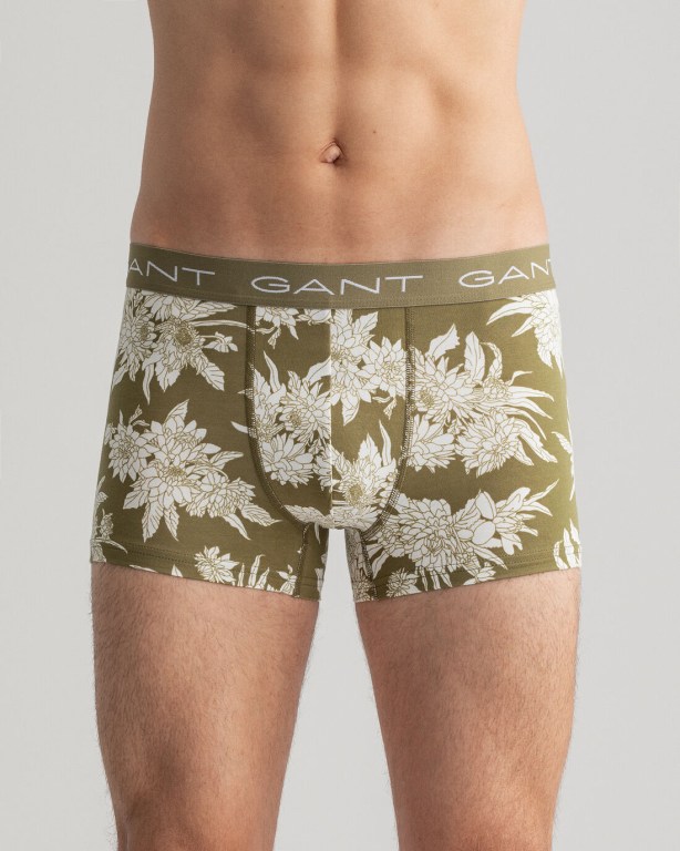 Gant 3-Pack Dahlia Print Trunks Men's Underwear Green | Zj2S0vaD0vA