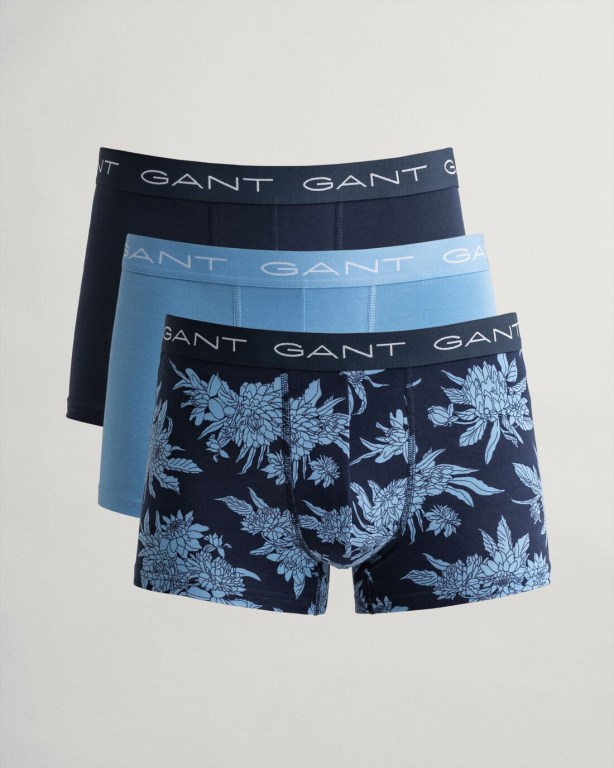 Gant 3-Pack Dahlia Print Trunks Men\'s Underwear Dark Blue | epfH6Sw0IRc