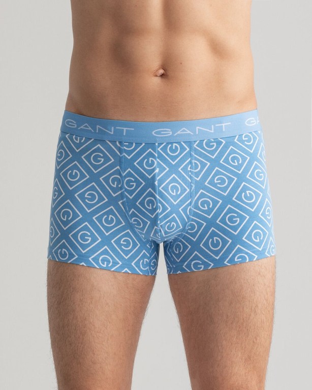 Gant 3-Pack Iconic G Trunks Men's Underwear Silver Blue | 07u7WtqSUrW