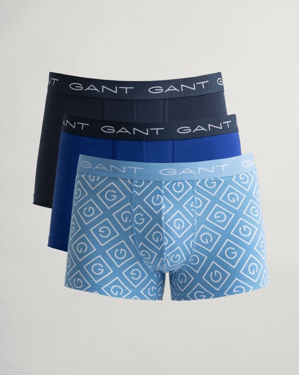 Gant 3-Pack Iconic G Trunks Men\'s Underwear Silver Blue | 07u7WtqSUrW