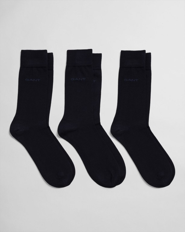 Gant 3-Pack Mercerized Cotton Men\'s Socks Dark Blue | iZnQmU7k82x