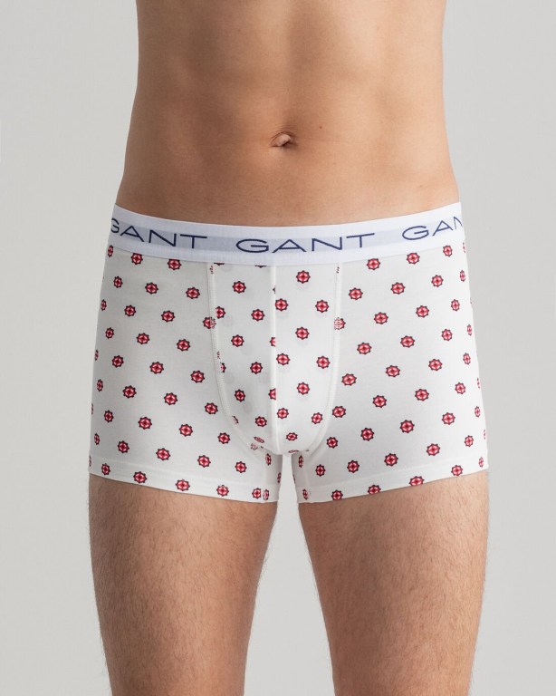 Gant 3-Pack Micro Print Trunks Men's Underwear White | sKDMzRIFCqm