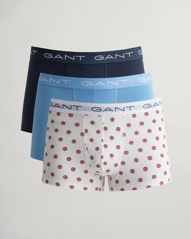 Gant 3-Pack Micro Print Trunks Men\'s Underwear White | sKDMzRIFCqm