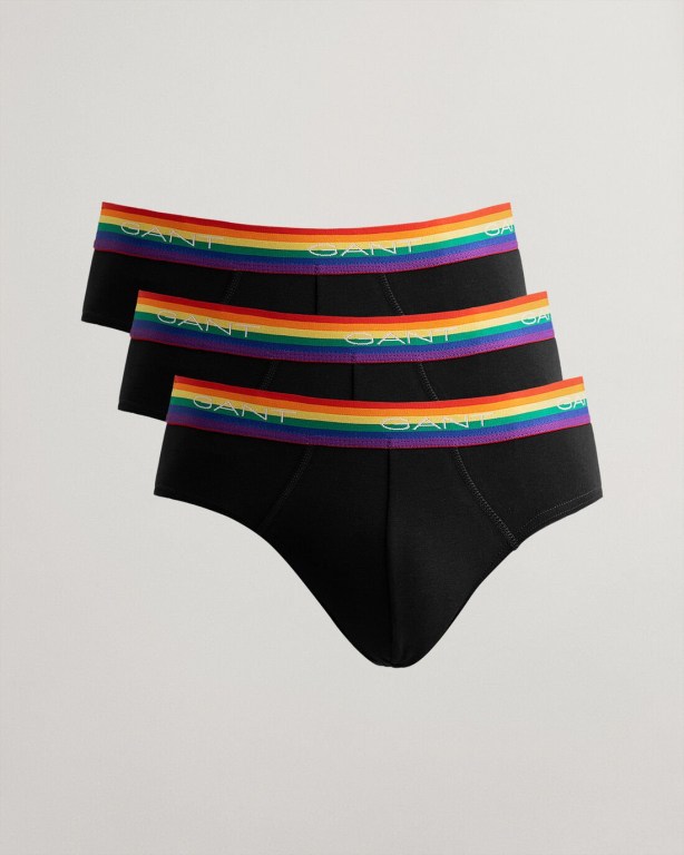 Gant 3-Pack Pride Hip Briefs Men\'s Underwear Black | dmtzasG079d