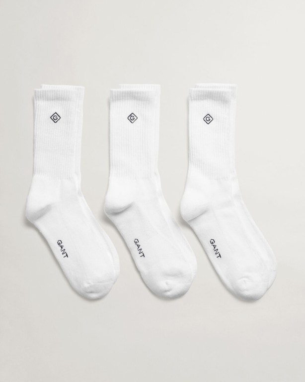 Gant 3-Pack Sport Men\'s Socks White | n5NN2Aq6ljw