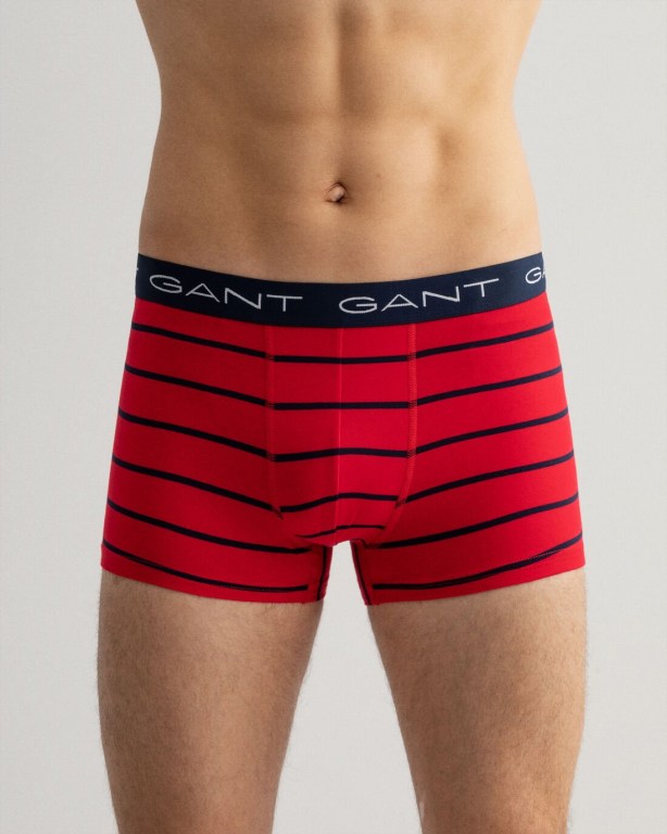 Gant 3-Pack Stripe Trunks with Gift Box Men's Underwear Light Red | JQiqQZYpBSM