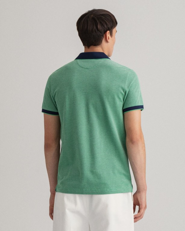 Gant 4-Color Oxford Piqué Men's Polo Shirts Green | IP7Dp80sDck