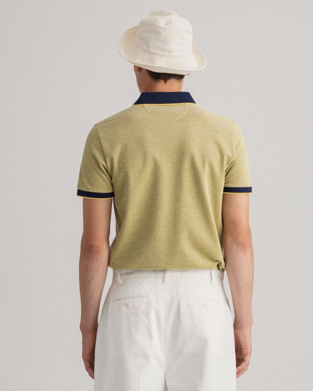 Gant 4-Color Oxford Piqué Men's Polo Shirts Yellow | JStgkjARq3a