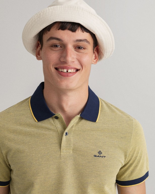 Gant 4-Color Oxford Piqué Men's Polo Shirts Yellow | JStgkjARq3a