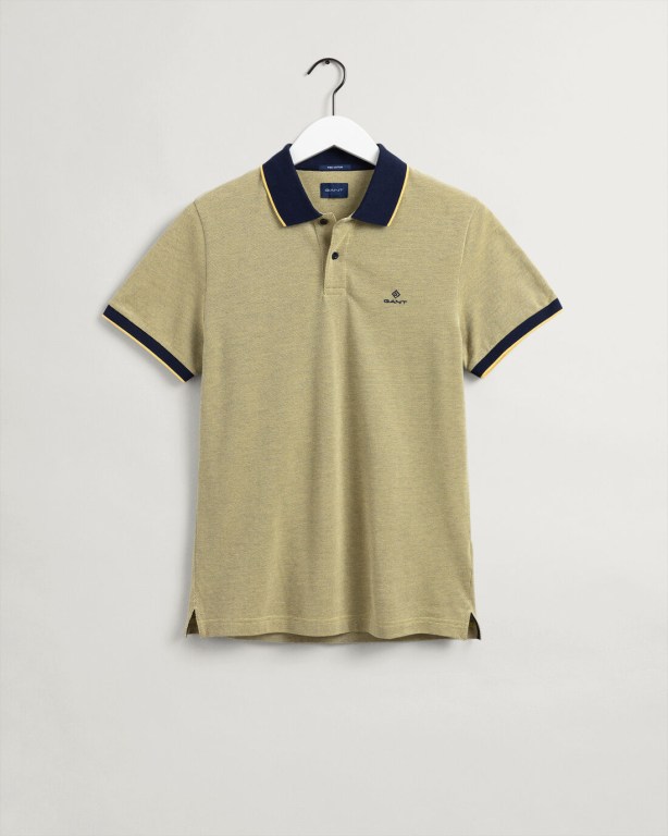 Gant 4-Color Oxford Piqué Men's Polo Shirts Yellow | JStgkjARq3a