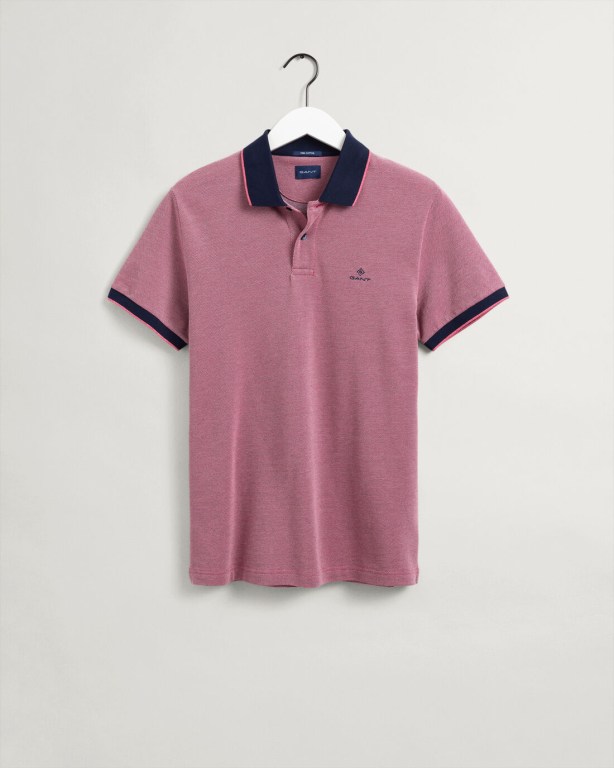 Gant 4-Color Oxford Piqué Men's Polo Shirts Orange Pink | Qrp1TrCep7j