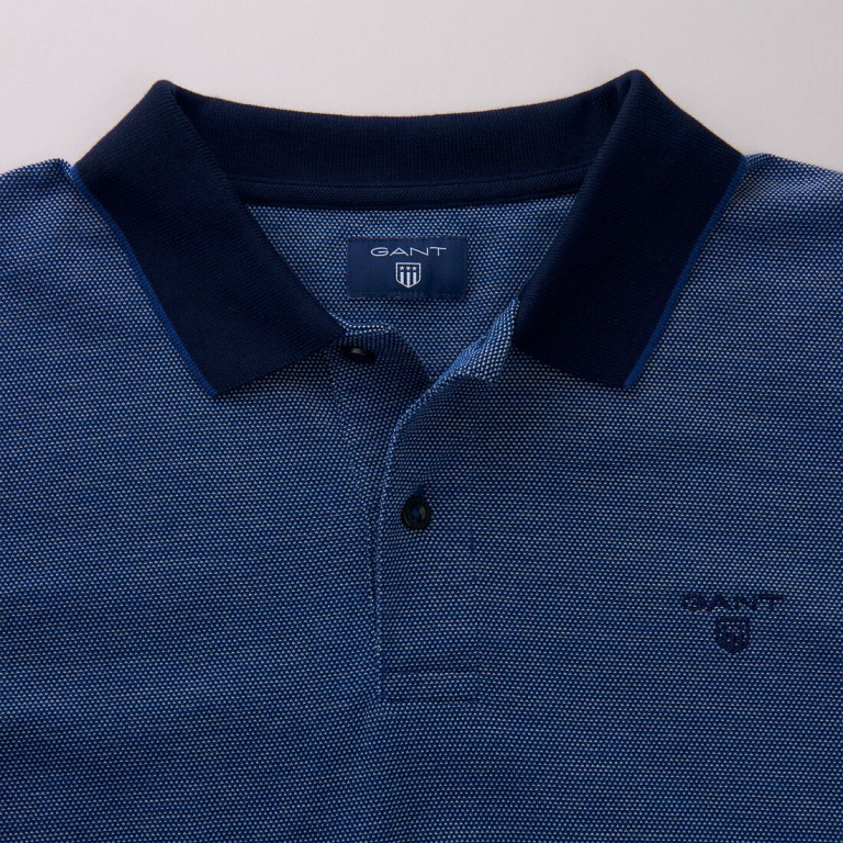 Gant 4-Color Oxford Piqué Men's Polo Shirts Blue | aQLbX80IcDn