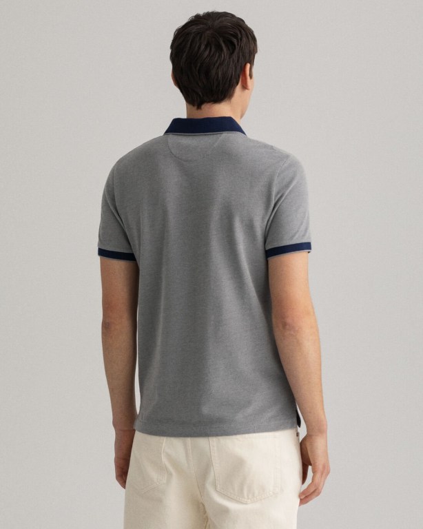 Gant 4-Color Oxford Piqué Men's Polo Shirts Grey | pLYgzkBh3VI