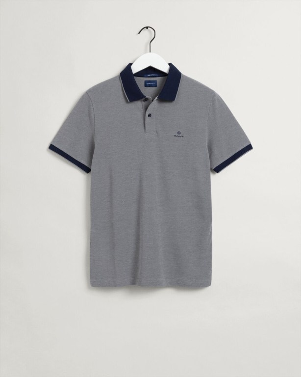 Gant 4-Color Oxford Piqué Men's Polo Shirts Grey | pLYgzkBh3VI