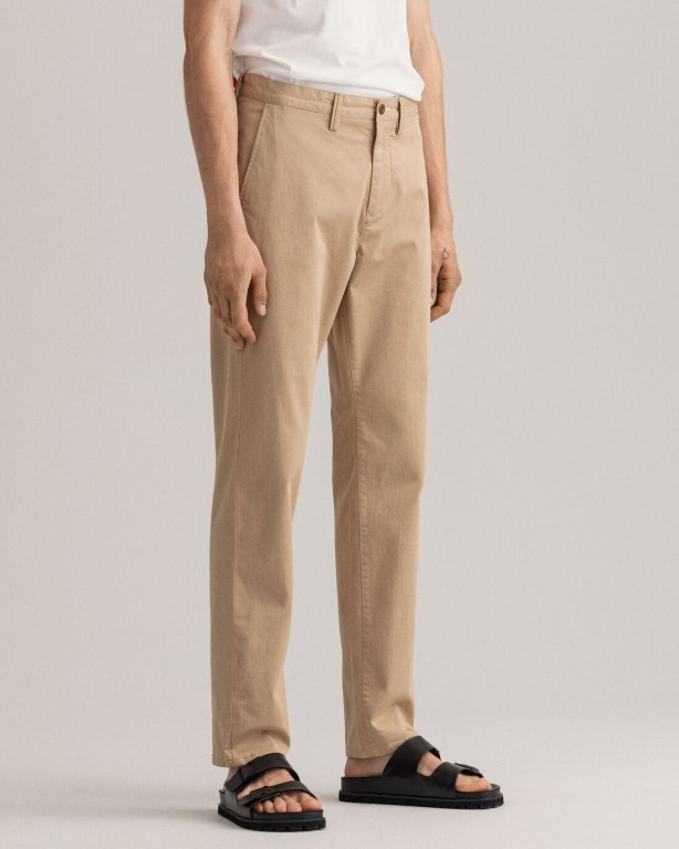 Gant Allister Regular Fit Twill Chinos Men's Pants Dark Khaki | Z1C8ETI07OG