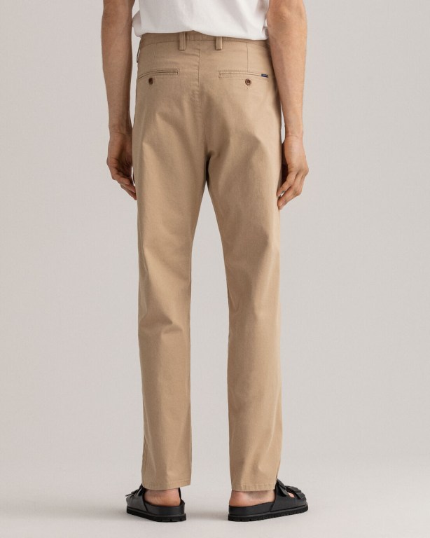 Gant Allister Regular Fit Twill Chinos Men's Pants Dark Khaki | Z1C8ETI07OG