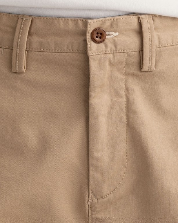 Gant Allister Regular Fit Twill Chinos Men's Pants Dark Khaki | Z1C8ETI07OG