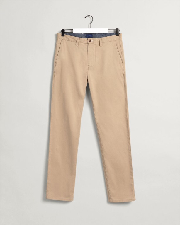 Gant Allister Regular Fit Twill Chinos Men's Pants Dark Khaki | Z1C8ETI07OG