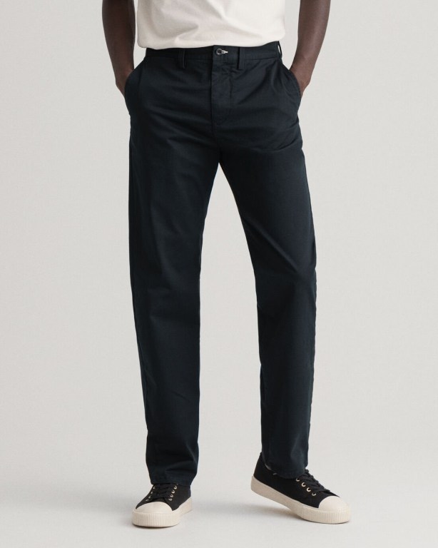 Gant Allister Regular Fit Twill Chinos Men's Pants Black | thhds04GkzF