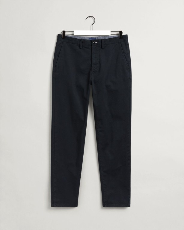 Gant Allister Regular Fit Twill Chinos Men's Pants Black | thhds04GkzF