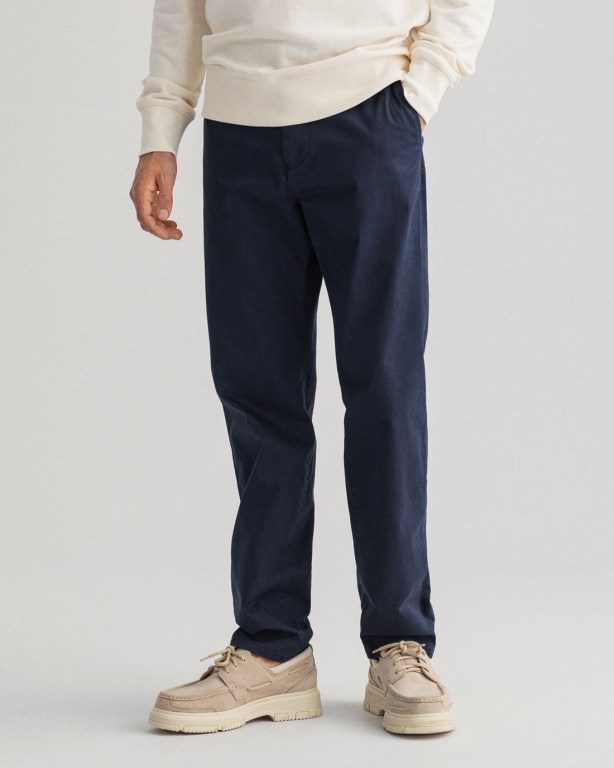 Gant Allister Regular Fit Twill Chinos Men's Pants Dark Blue | u9smqFTo20l