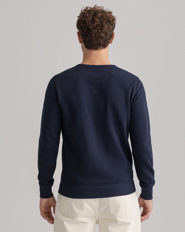 Gant Archive Shield Crew Neck Sweater Men's Sweatshirts Blue | 1jTknnxINEH