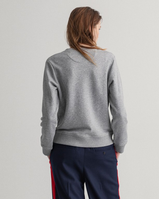 Gant Archive Shield Crew Neck Sweater Women's Sweatshirts Grey | j3KDxRm7zAJ