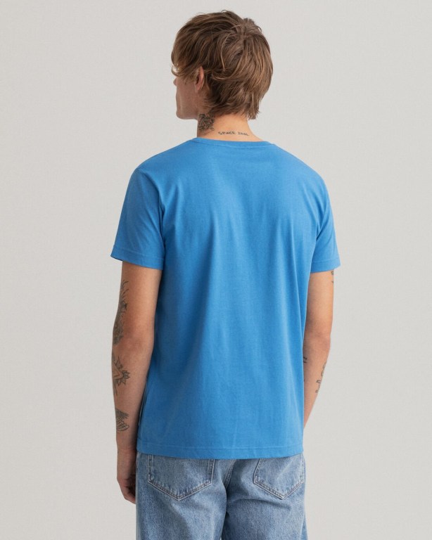 Gant Archive Shield Embroidery Men's T-shirts Blue | 8RN4UUYyvuO