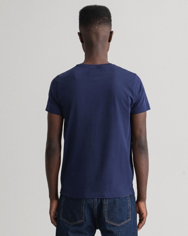 Gant Archive Shield Embroidery Men's T-shirts Blue | YATTHl5gKgU